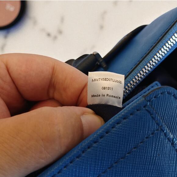 MCM Saffiano Leather Handbag Two-Tone Blue - Picture 7 of 16